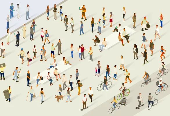 Eine Gruppe von Menschen, die gehen und gehen