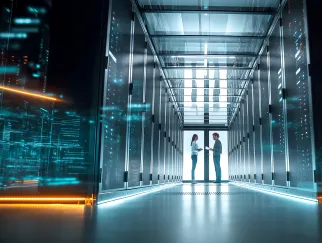 Ein Mann und eine Frau stehen in einem Flur