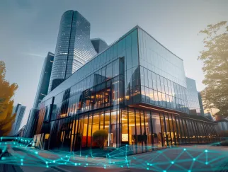 Ein Gebäude mit vielen Fenstern